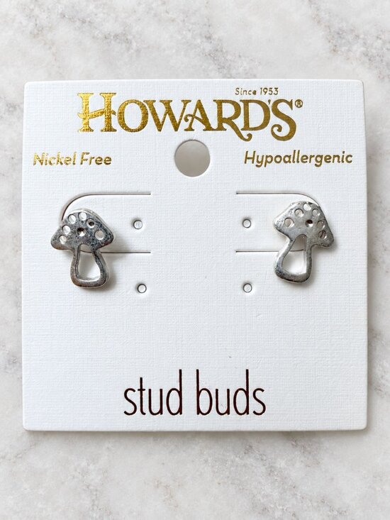 Howard's Jewelry - Howard’s Stud Buds Silver Mushroom Earrings NWT